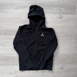 Nike AIR JORDAN Flight Hoodie Fleece Full-Zip Black Men's Size M AA5583-010 EUC